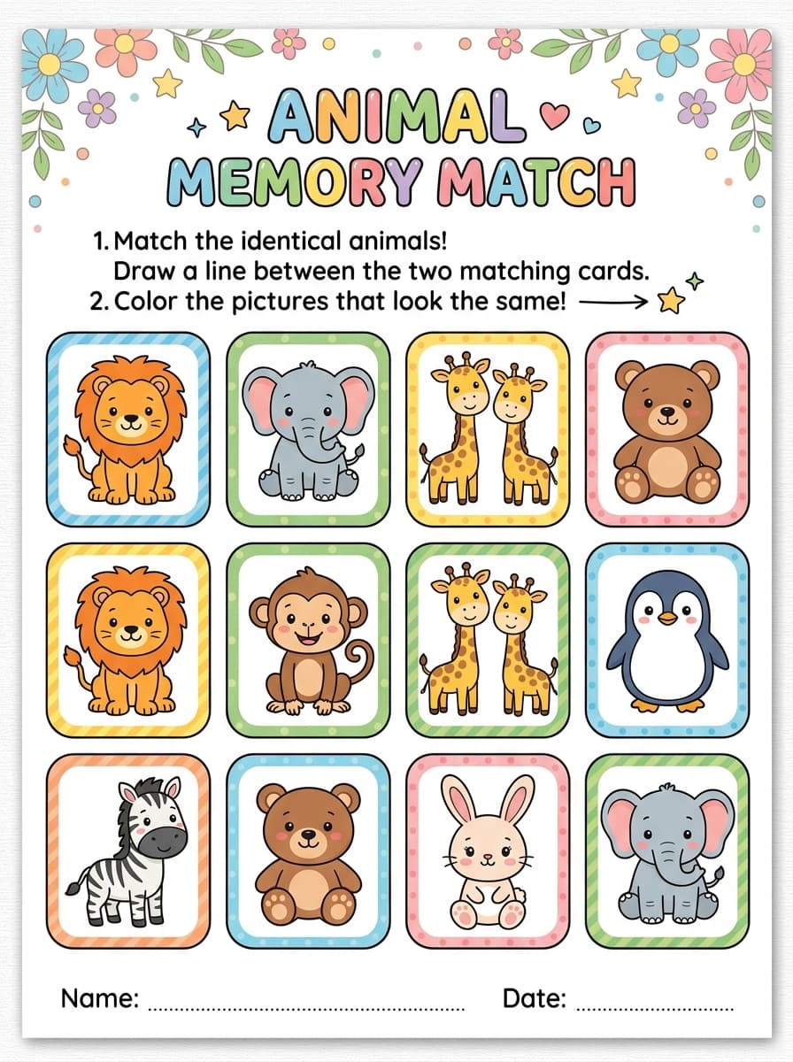 Animal Memory Match