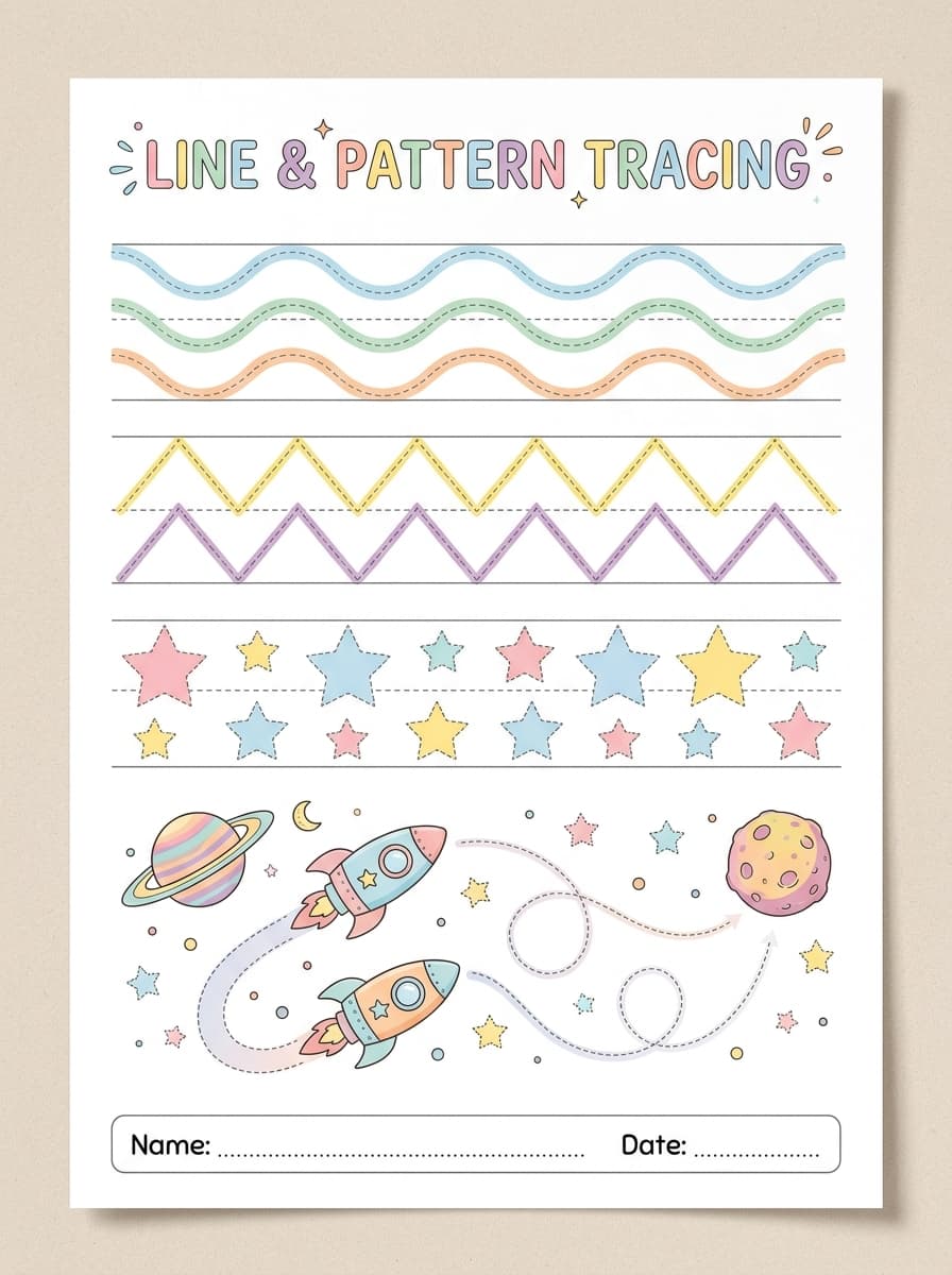 Space Rocket Line Tracing