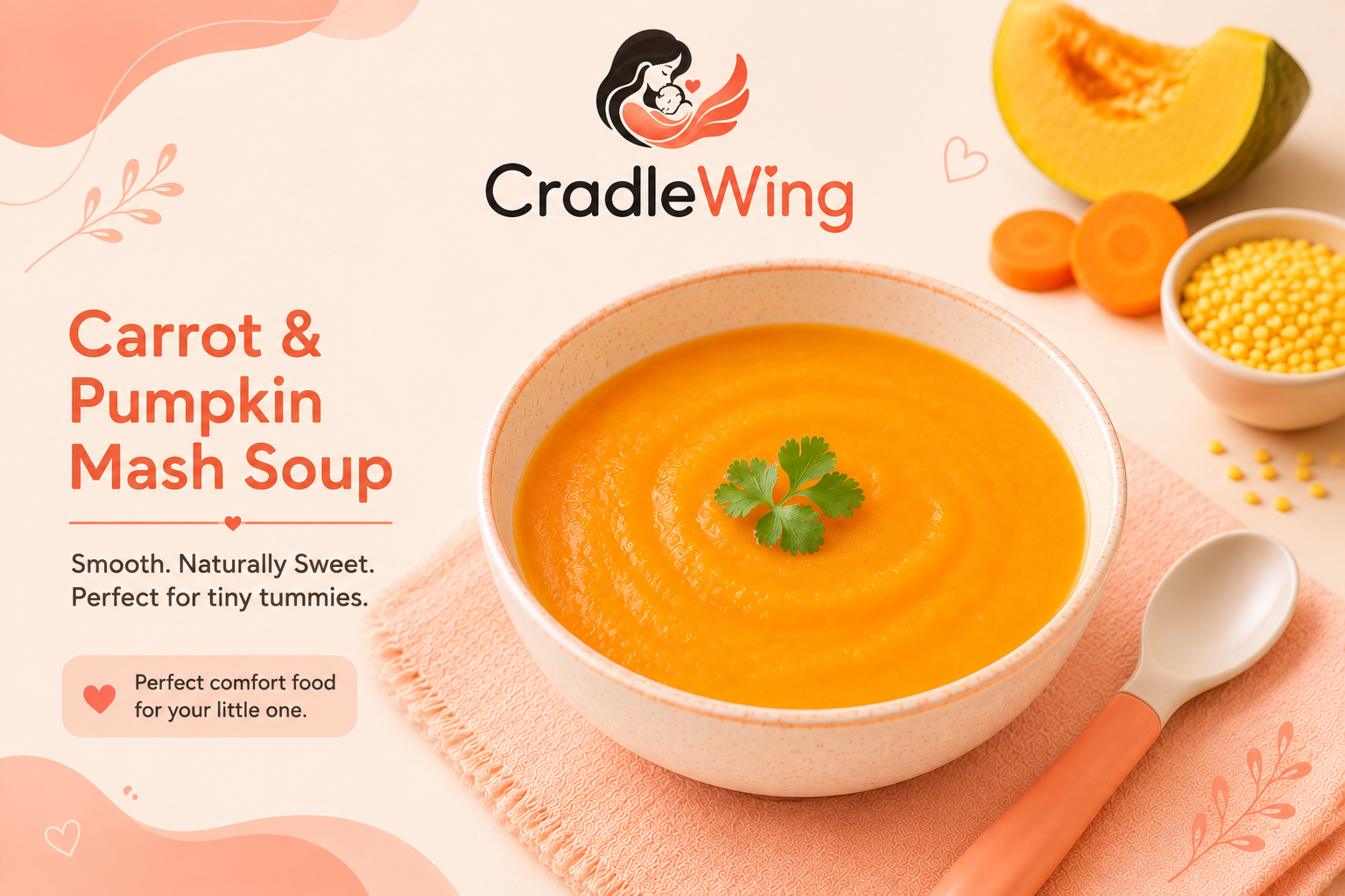 Carrot and pumpkin mash soup in a bowl