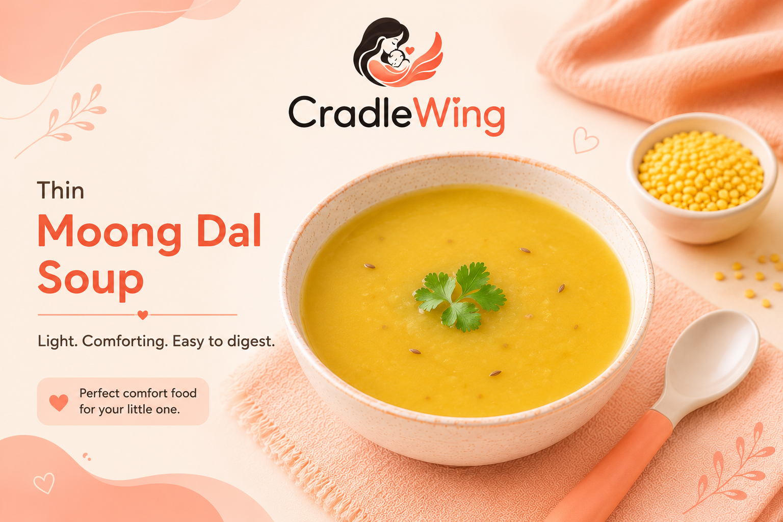 Thin moong dal soup in a bowl